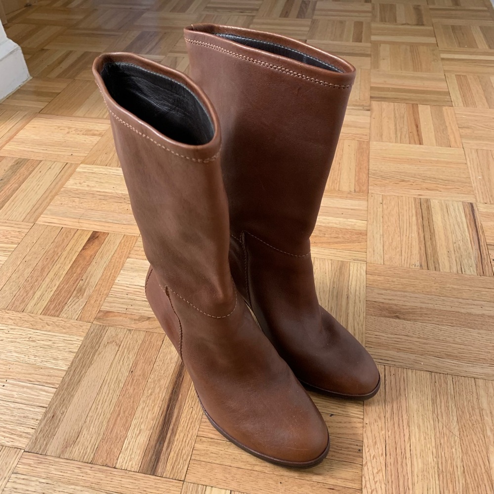 A.P.C calfskin mid heel boots